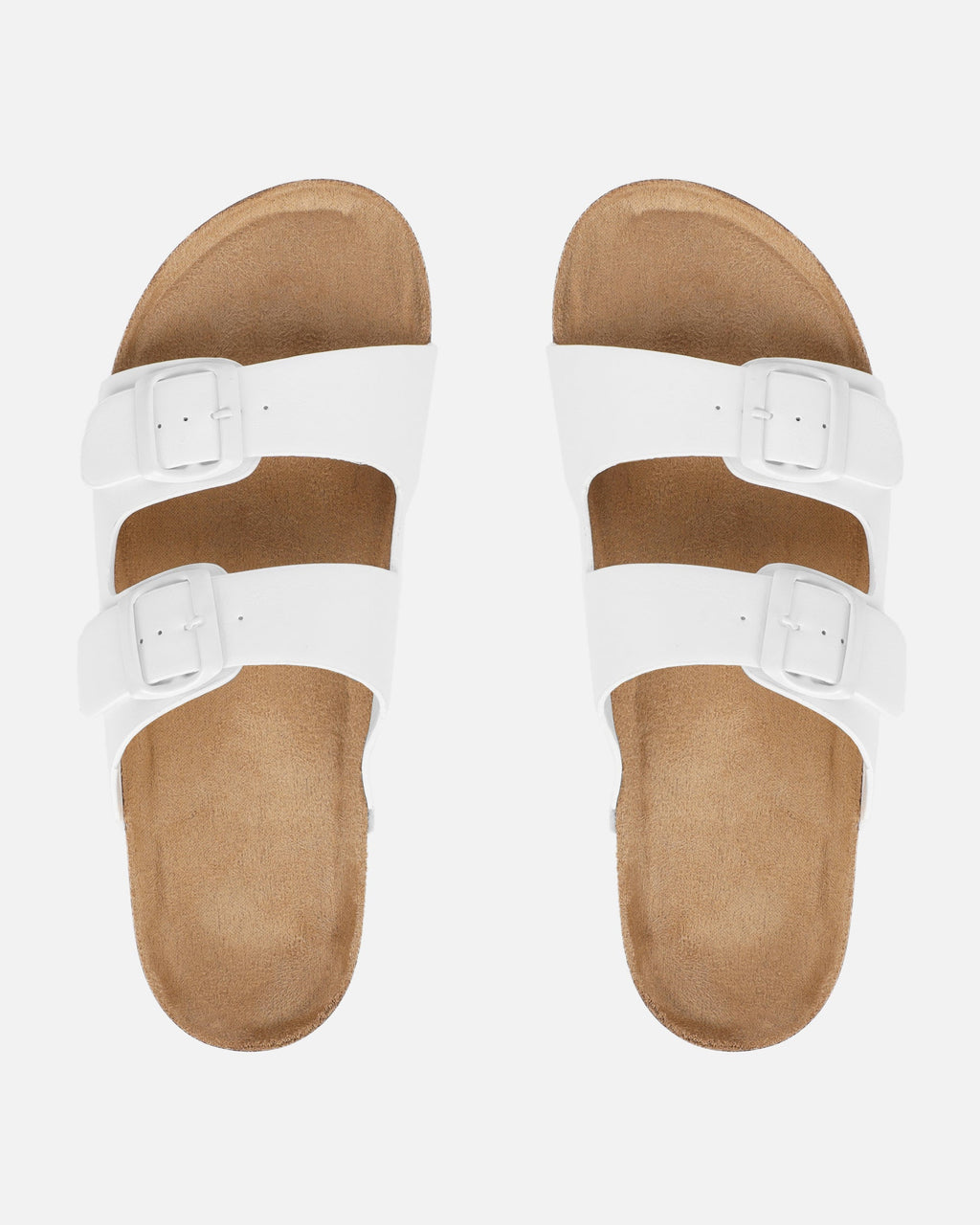 Olsen White Double Strap Flat Sandals