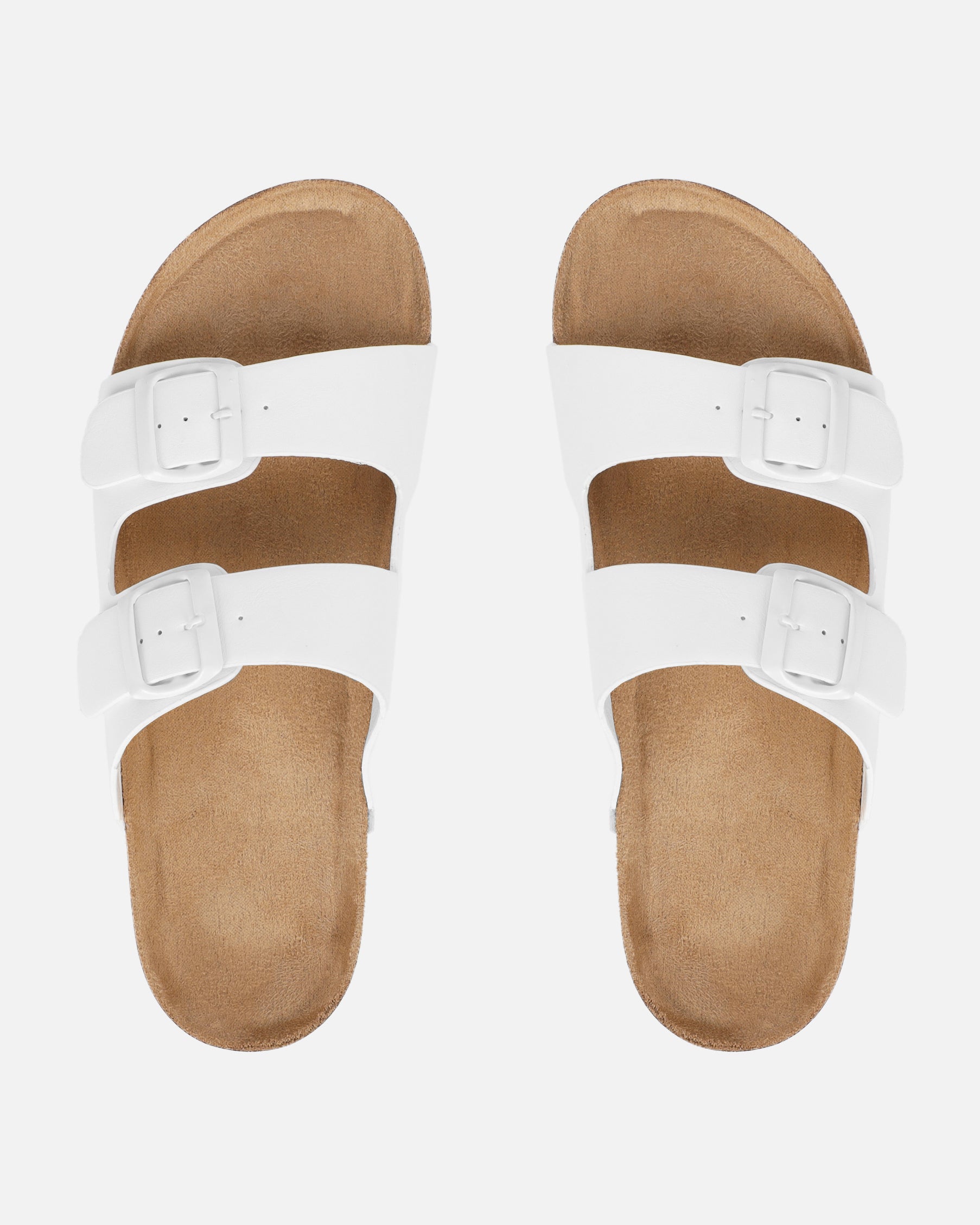 Olsen White Double Strap Flat Sandals