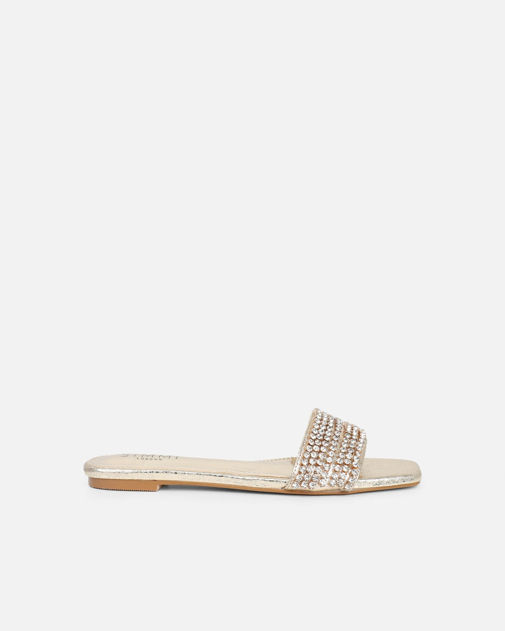 Pearla Cracked Gold Diamante Flats