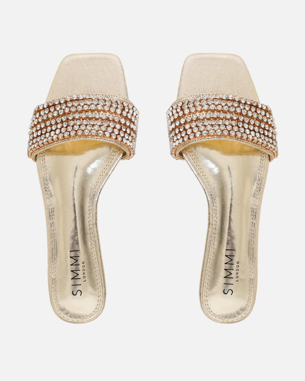 Pearla Cracked Gold Diamante Flats
