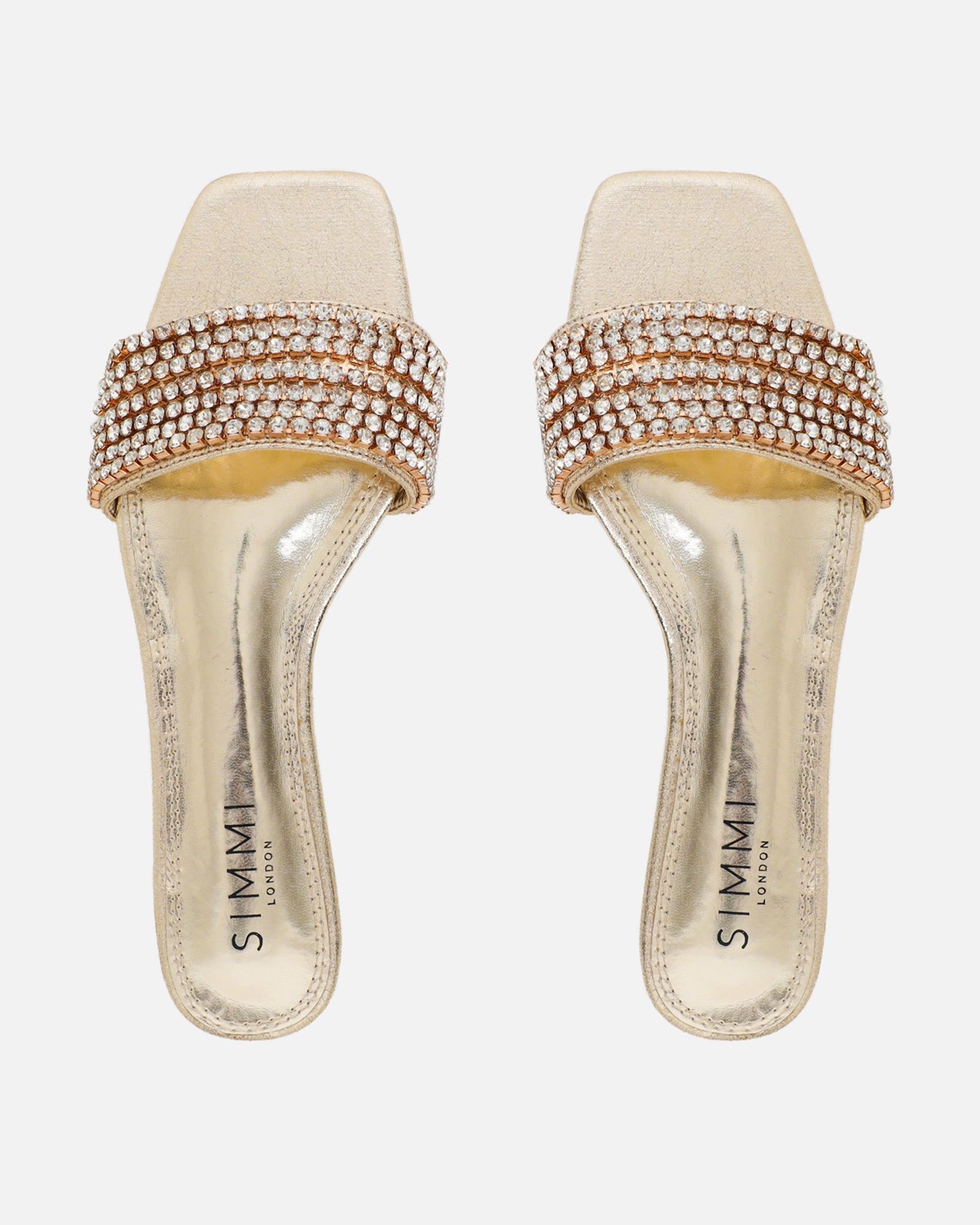 Pearla Cracked Gold Diamante Flats