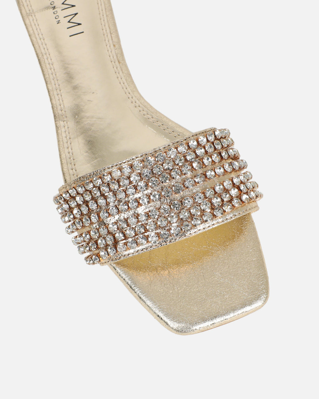 Pearla Cracked Gold Diamante Flats