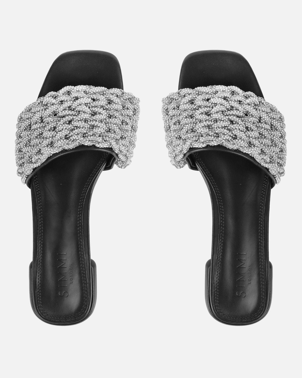Pariss Black Diamante Sliders