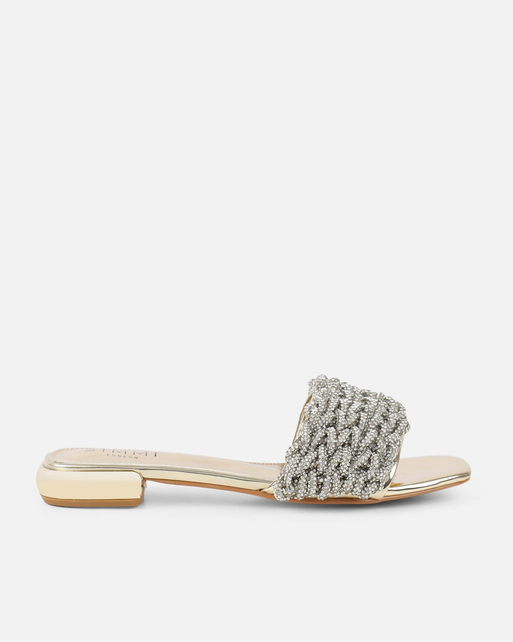 Pariss Gold Mirror Diamante Sliders