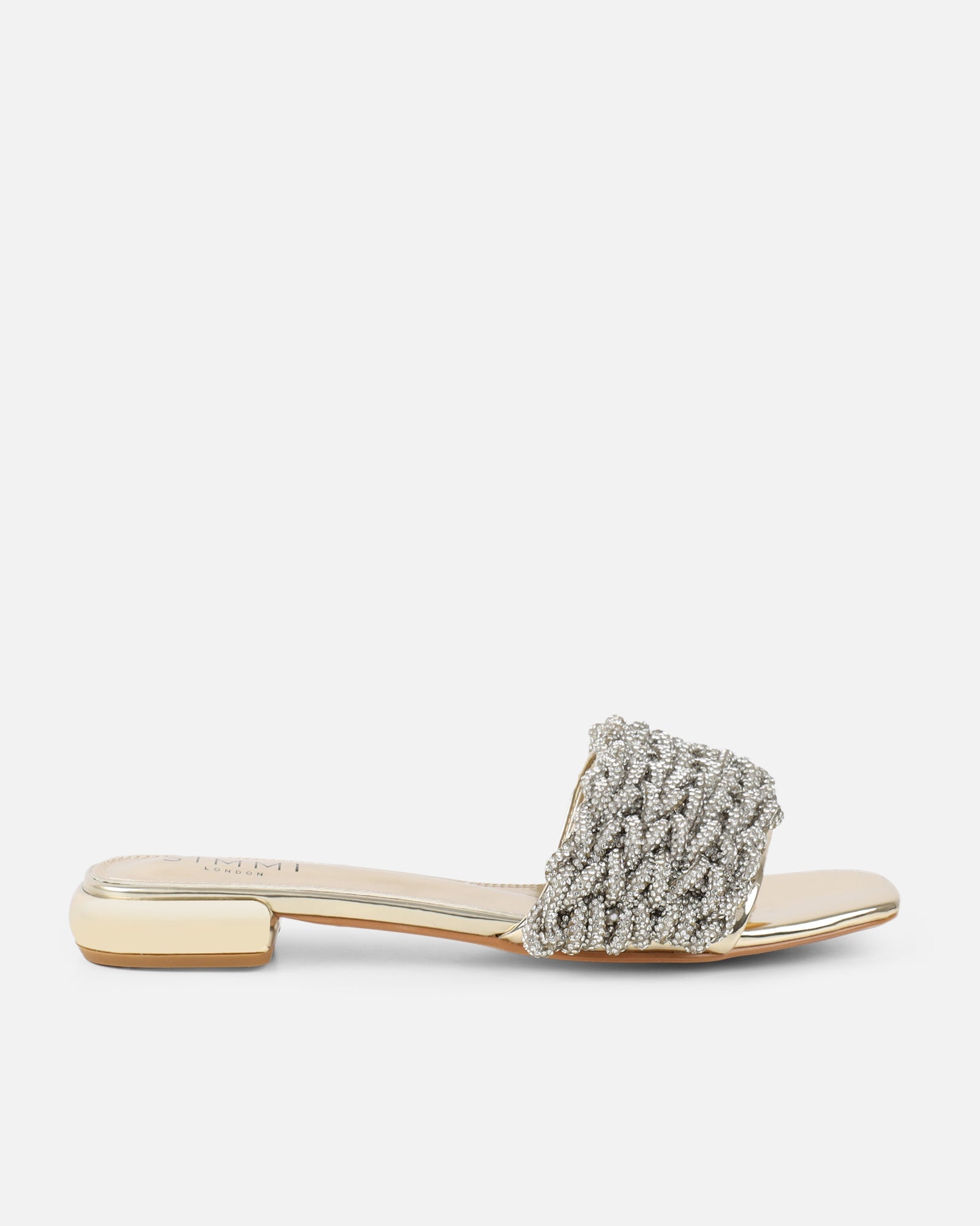 Pariss Gold Mirror Diamante Sliders