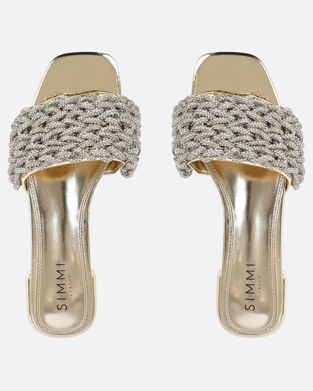 Pariss Gold Mirror Diamante Sliders