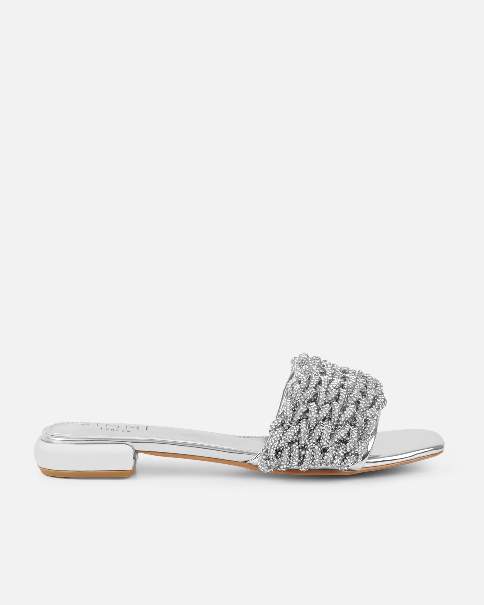 Pariss Silver Mirror Diamante Sliders
