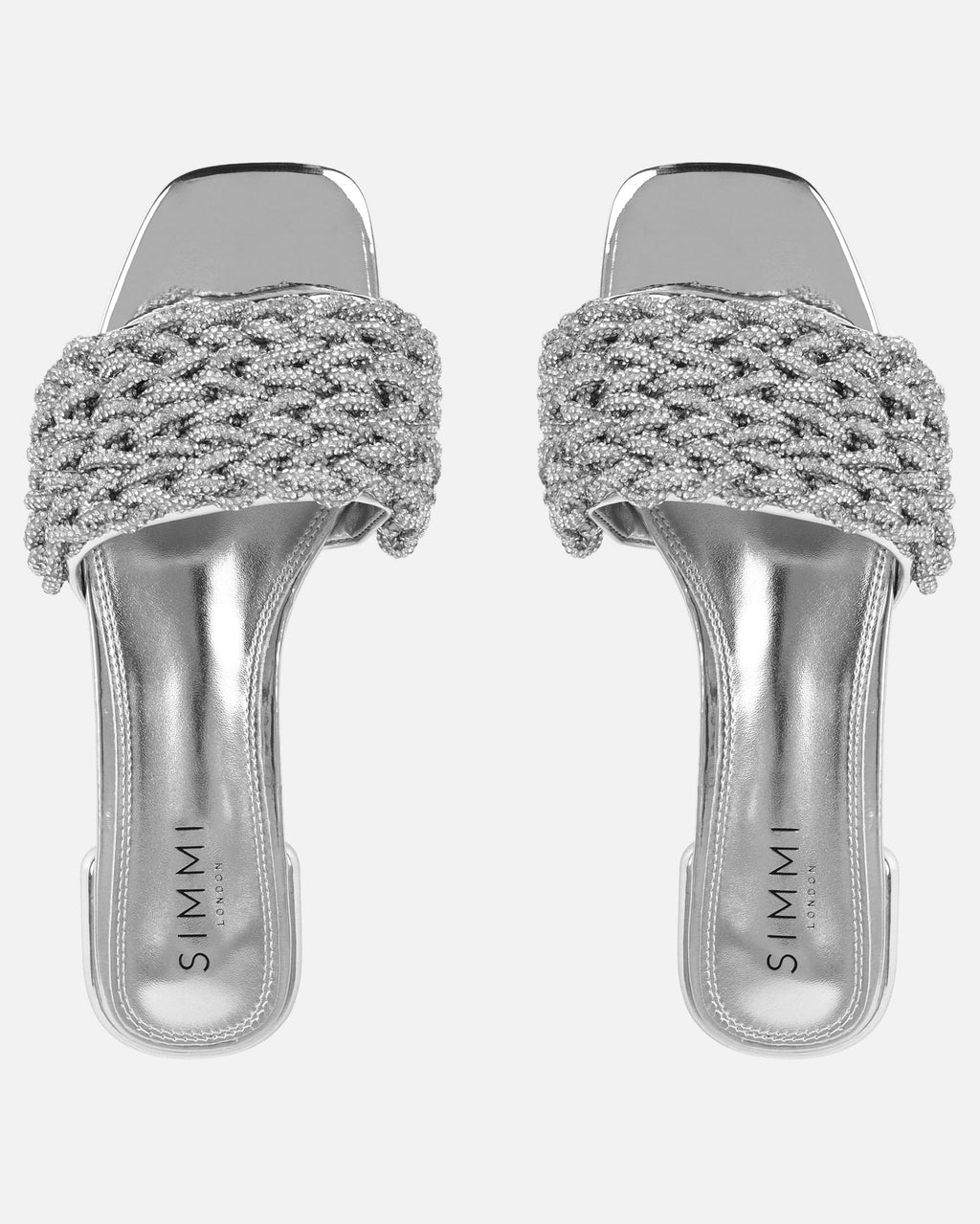Pariss Silver Mirror Diamante Sliders
