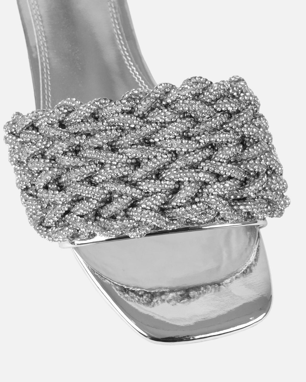 Pariss Silver Mirror Diamante Sliders