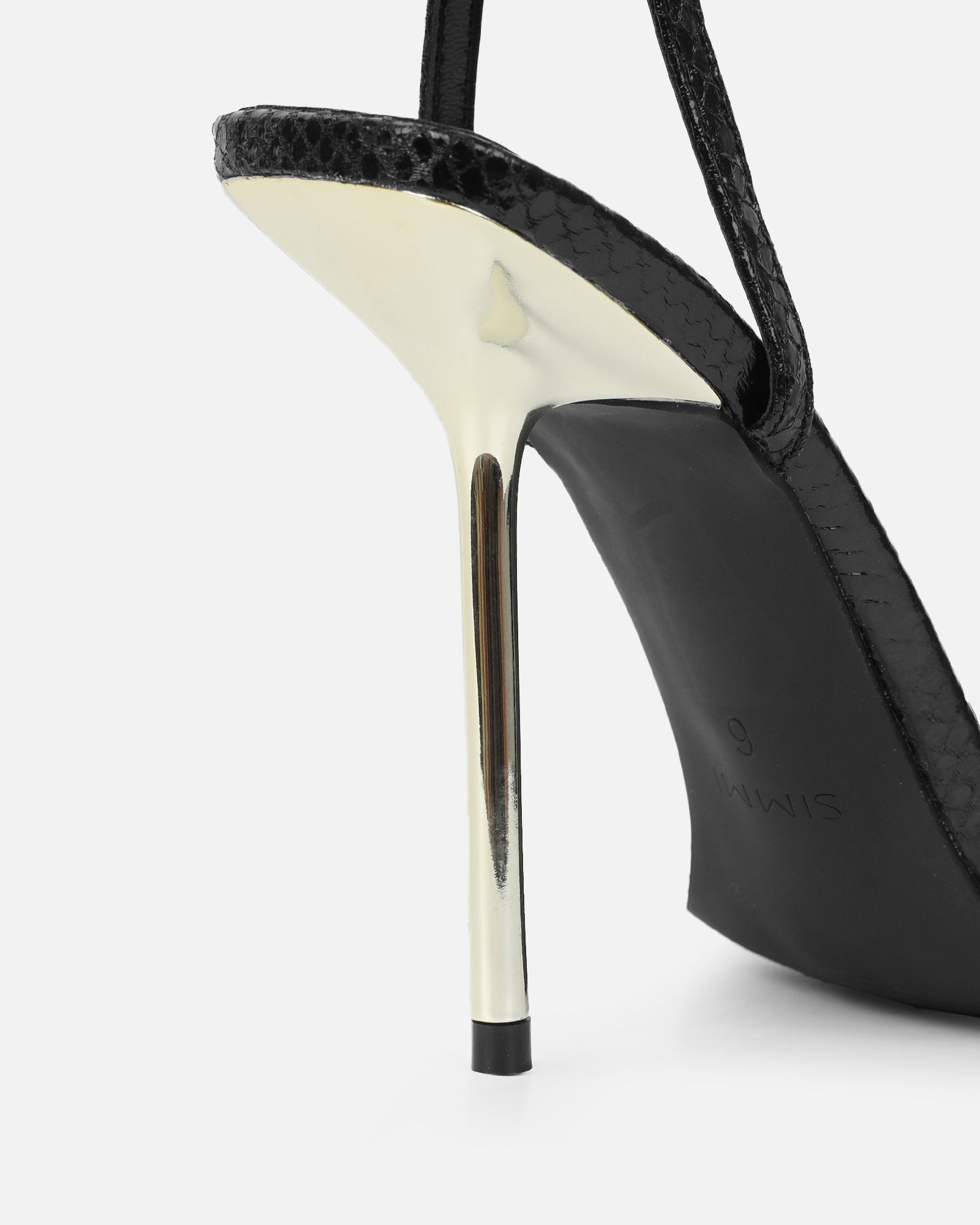 Perla Black Faux Snake Print Strappy Stiletto Heels