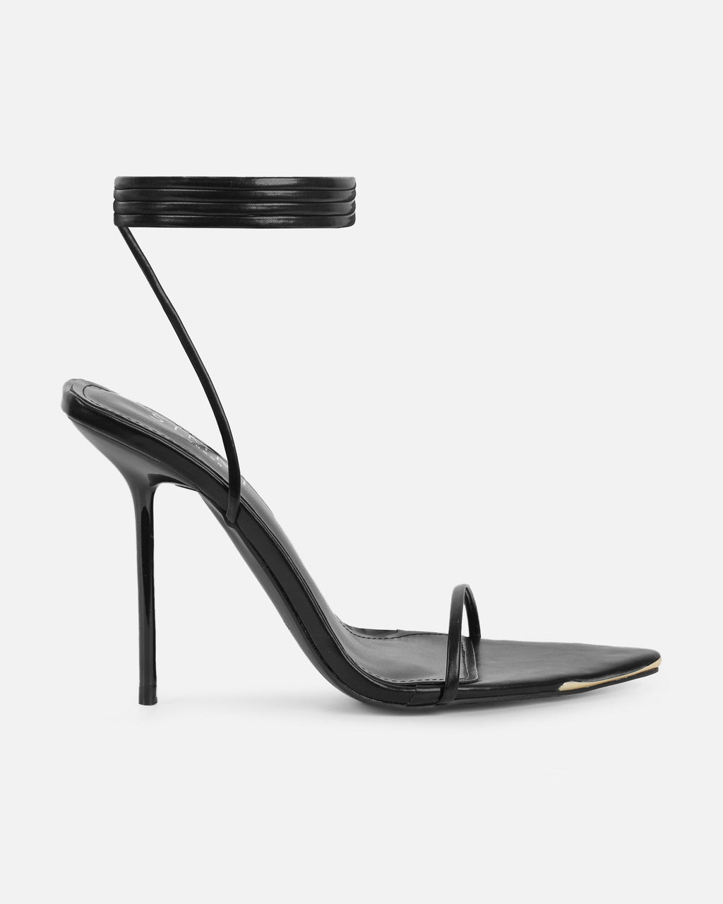 Delilahh Black Tie Up Stiletto Sandals