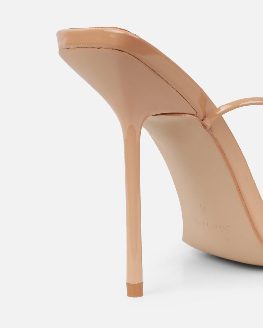 Delilahh Nude Patent Tie Up stiletto Sandals