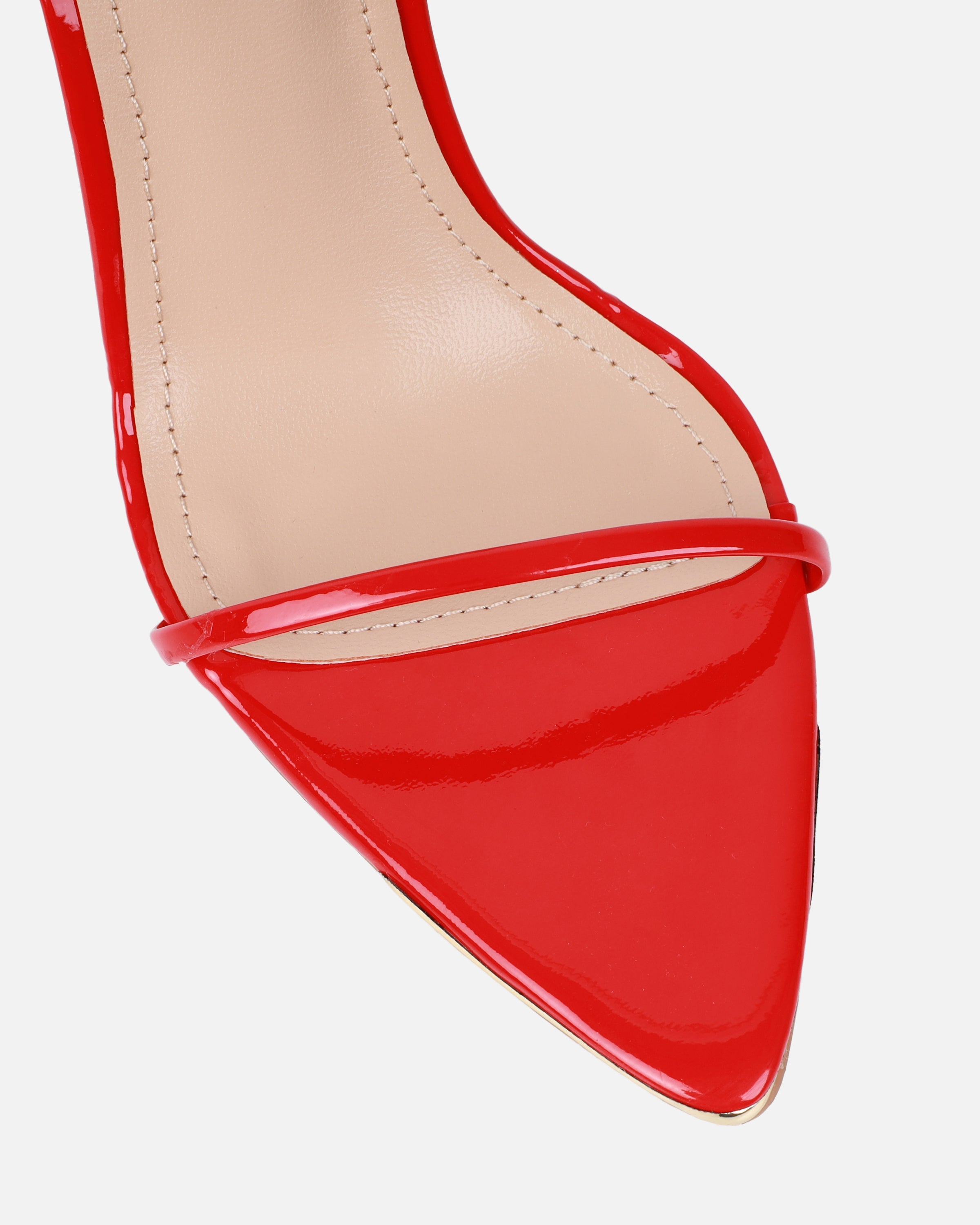 Delilahh Red Patent Tie Up Stiletto Sandals