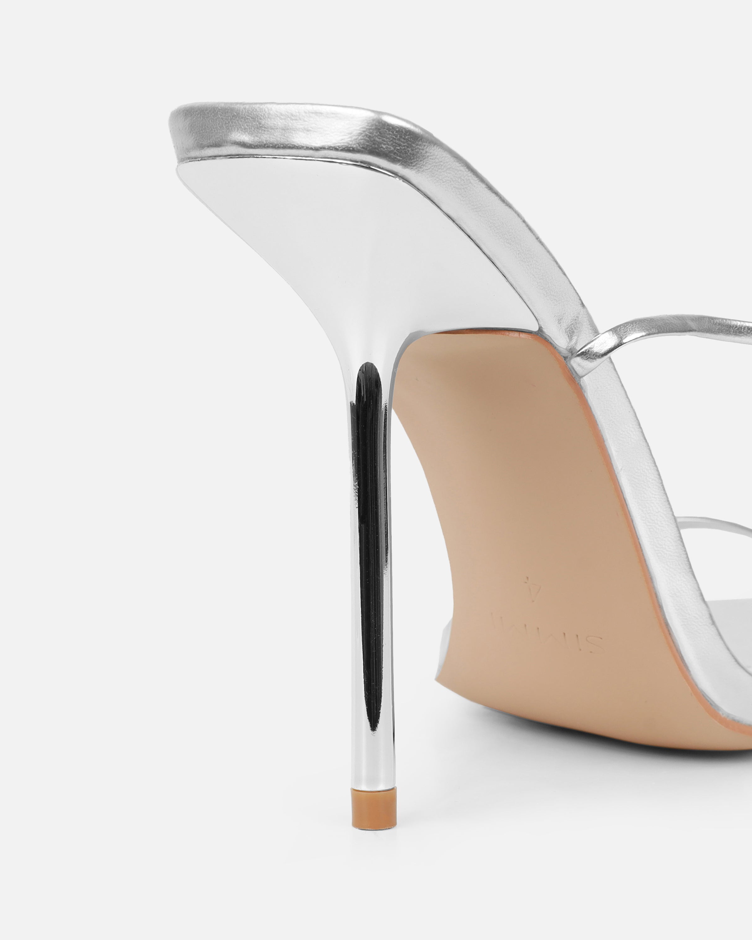 Delilahh Silver Metallic Tie Up Stiletto Sandals