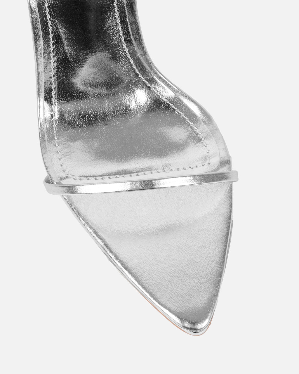 Delilahh Silver Metallic Tie Up Stiletto Sandals