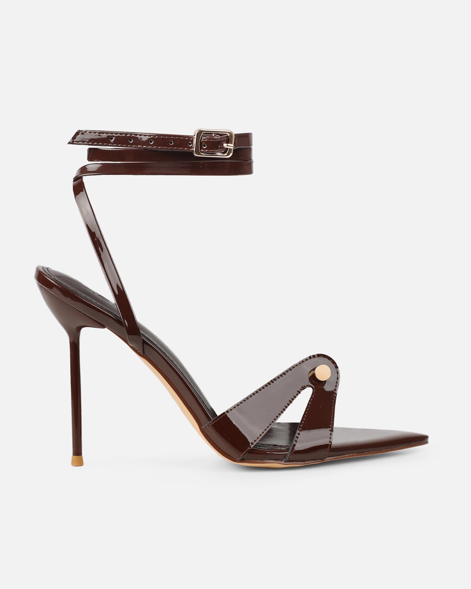 Ebby Chocolate Brown Patent Stiletto Heels