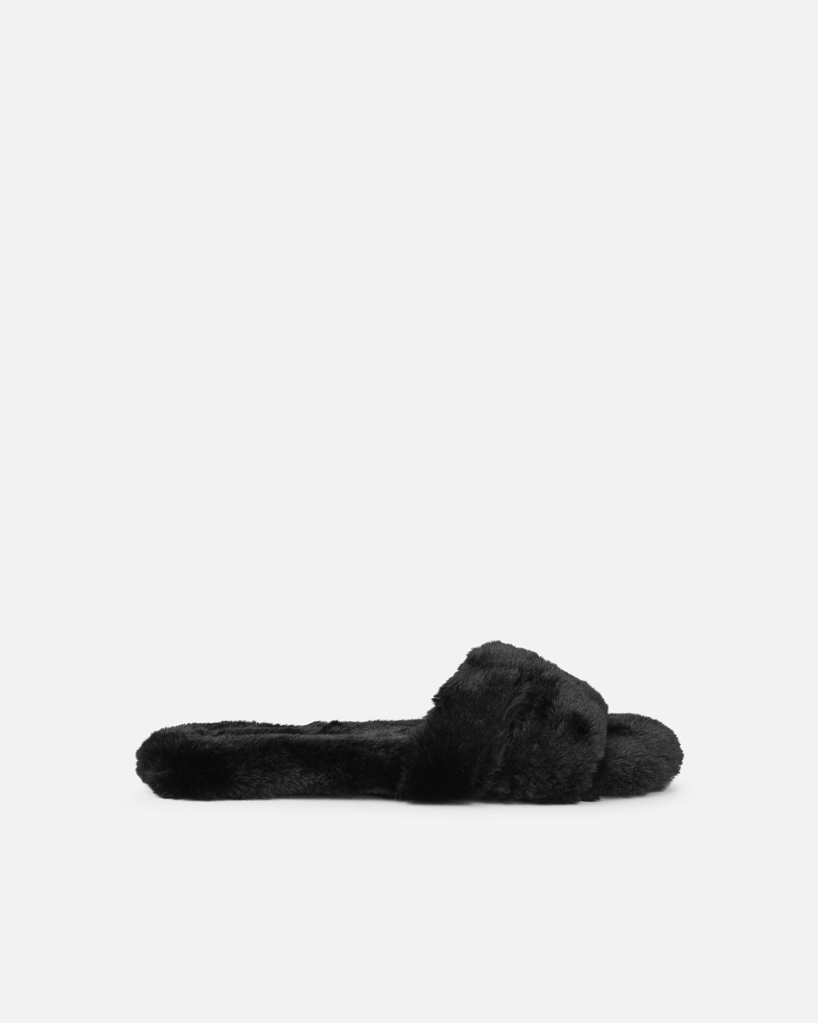 Polaris Black Faux Fur Slippers