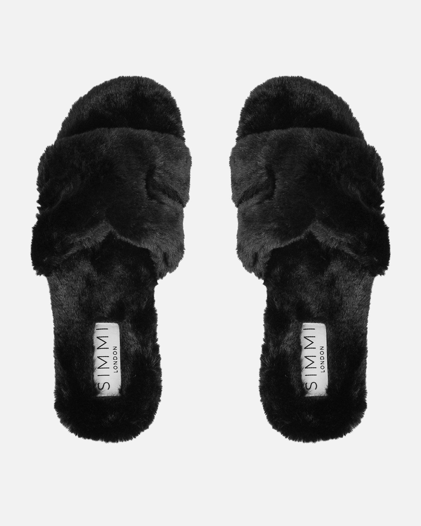 Polaris Black Faux Fur Slippers
