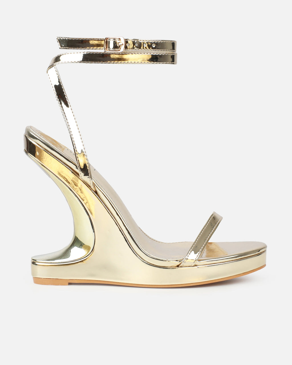 Priya Gold Metallic Strappy Wedges