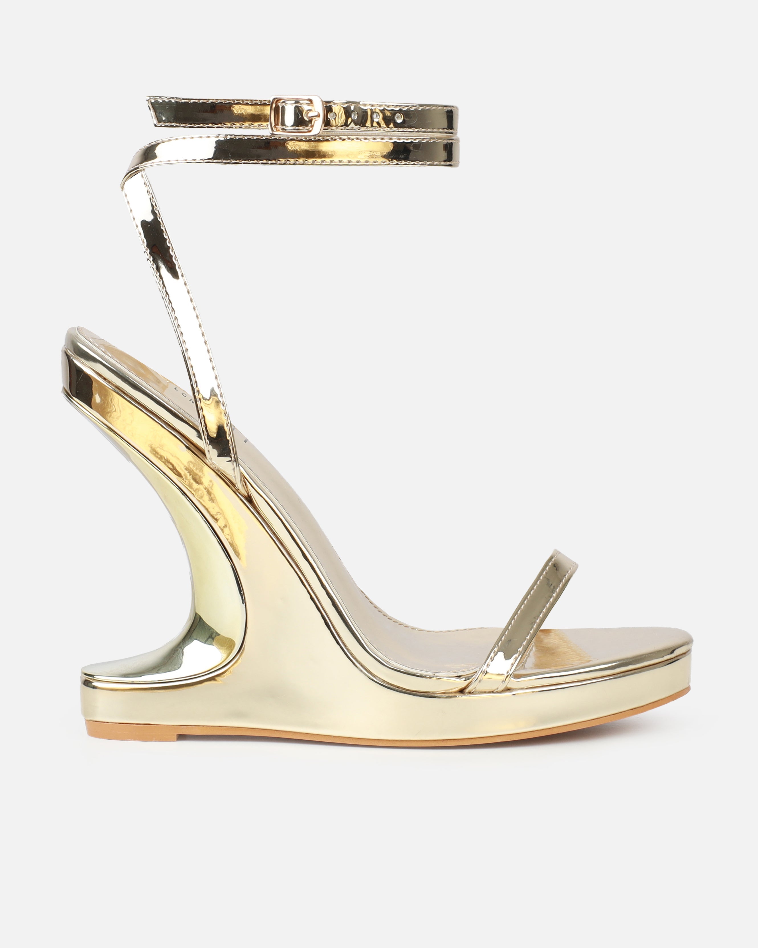 Priya Gold Metallic Strappy Wedges