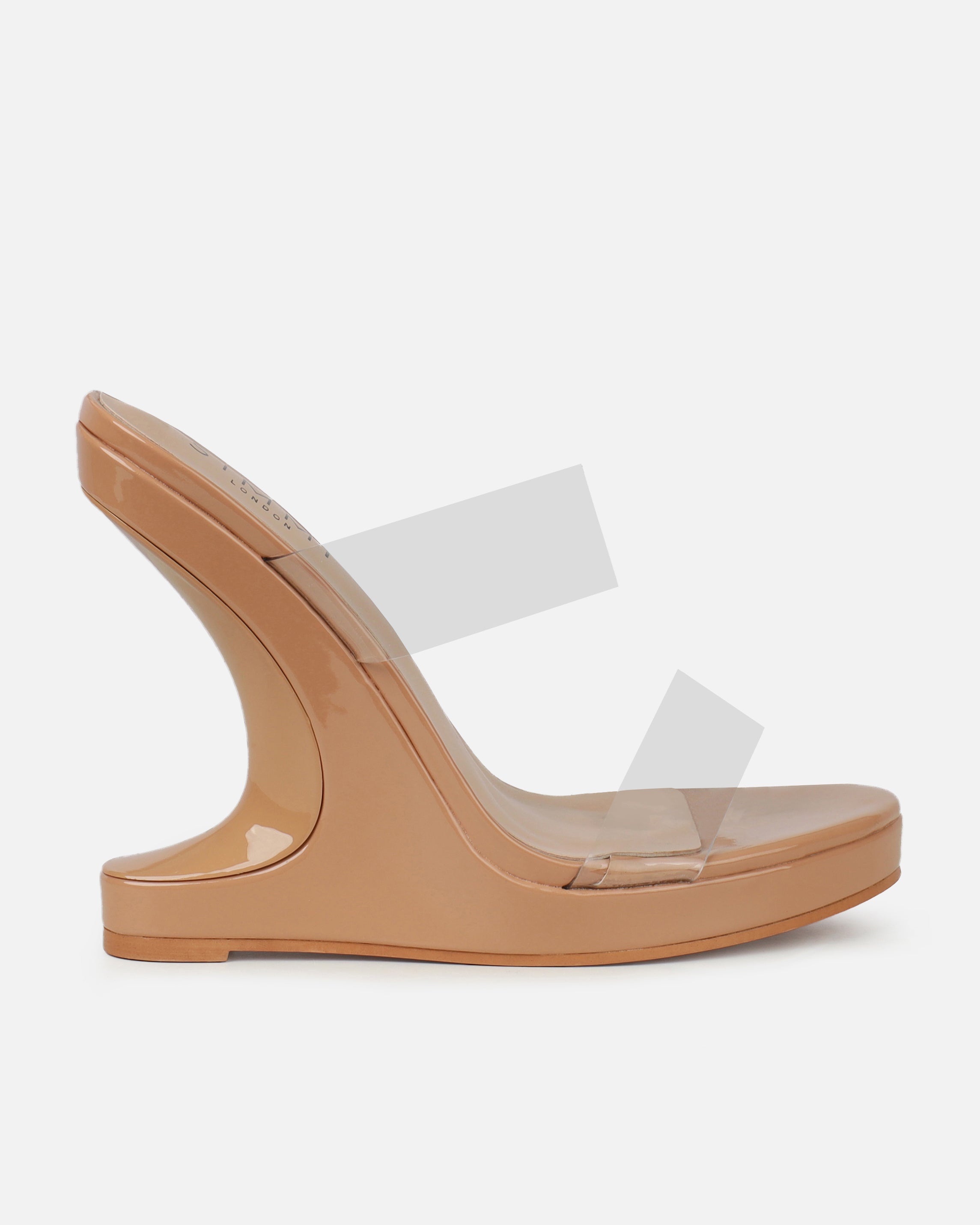 Prita Nude Clear Strappy Wedge Mules