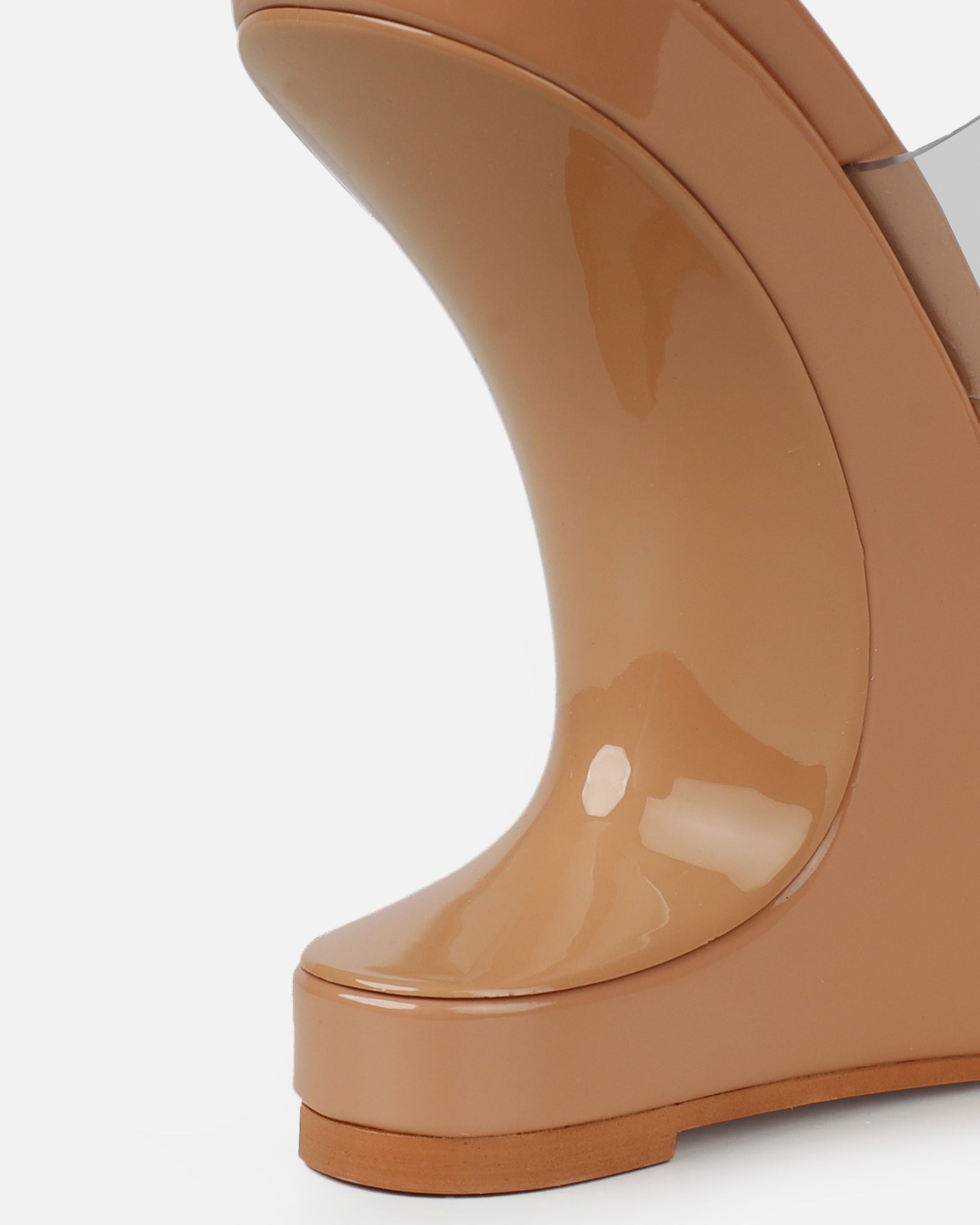 Prita Nude Clear Strappy Wedge Mules