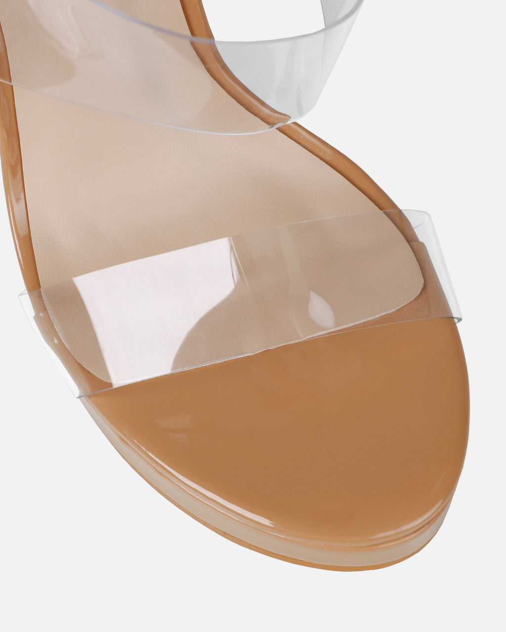 Prita Nude Clear Strappy Wedge Mules