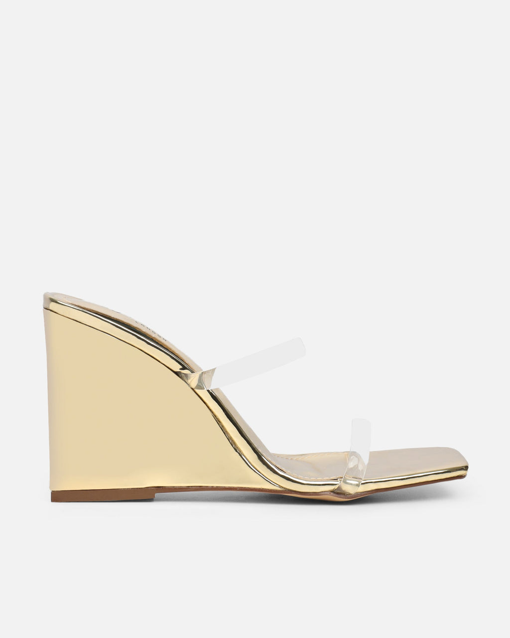 Radial Gold Mirror Clear Wedge Heeled Sandals