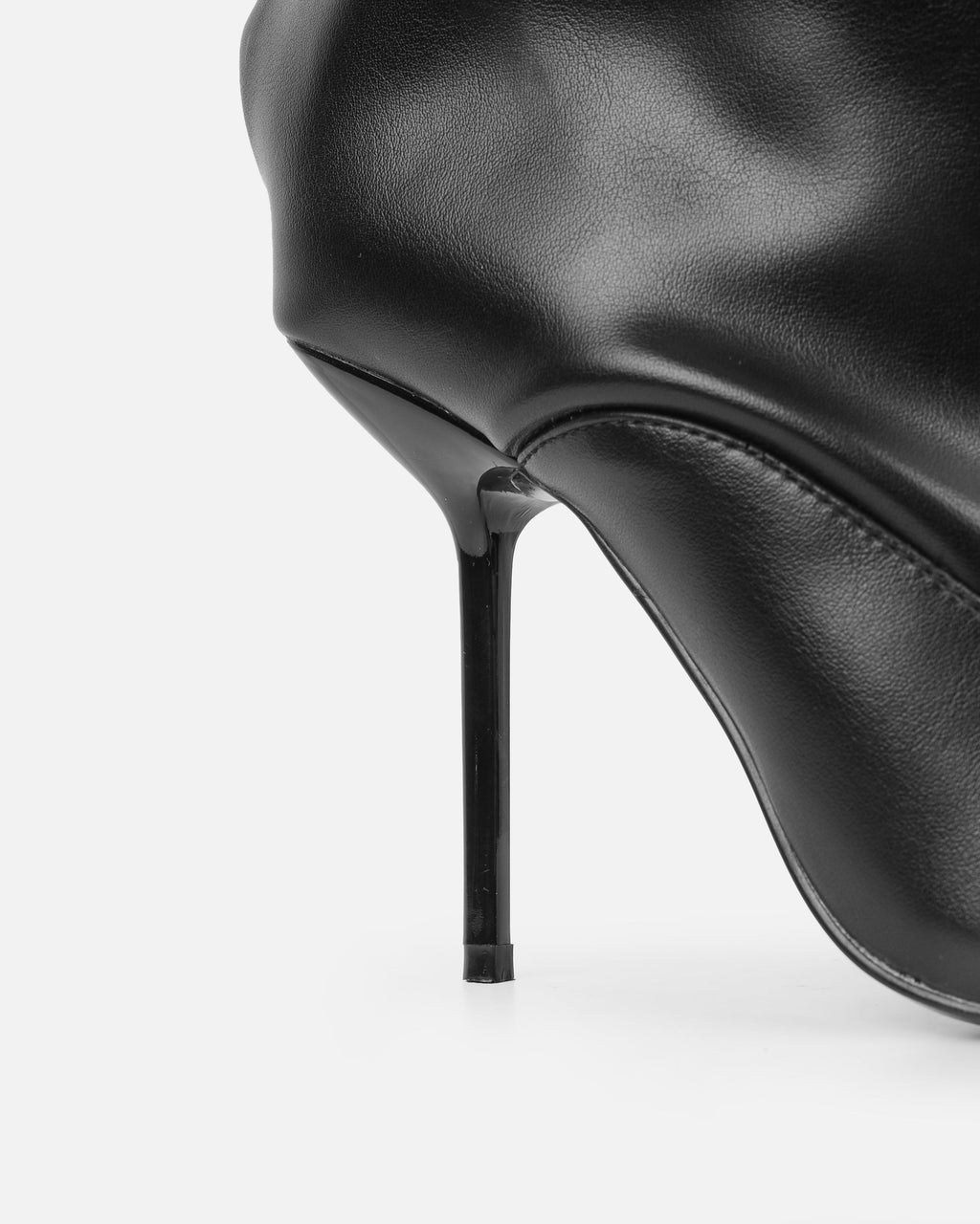 Rami Black Ruched Stiletto Knee High Boots