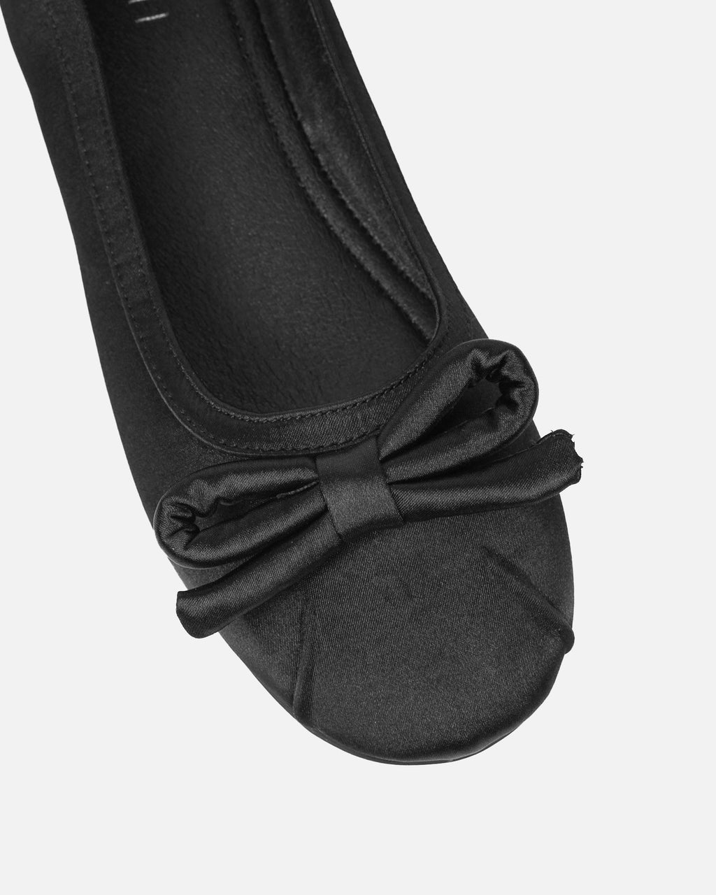 Romanne Black Satin Ballet Flats