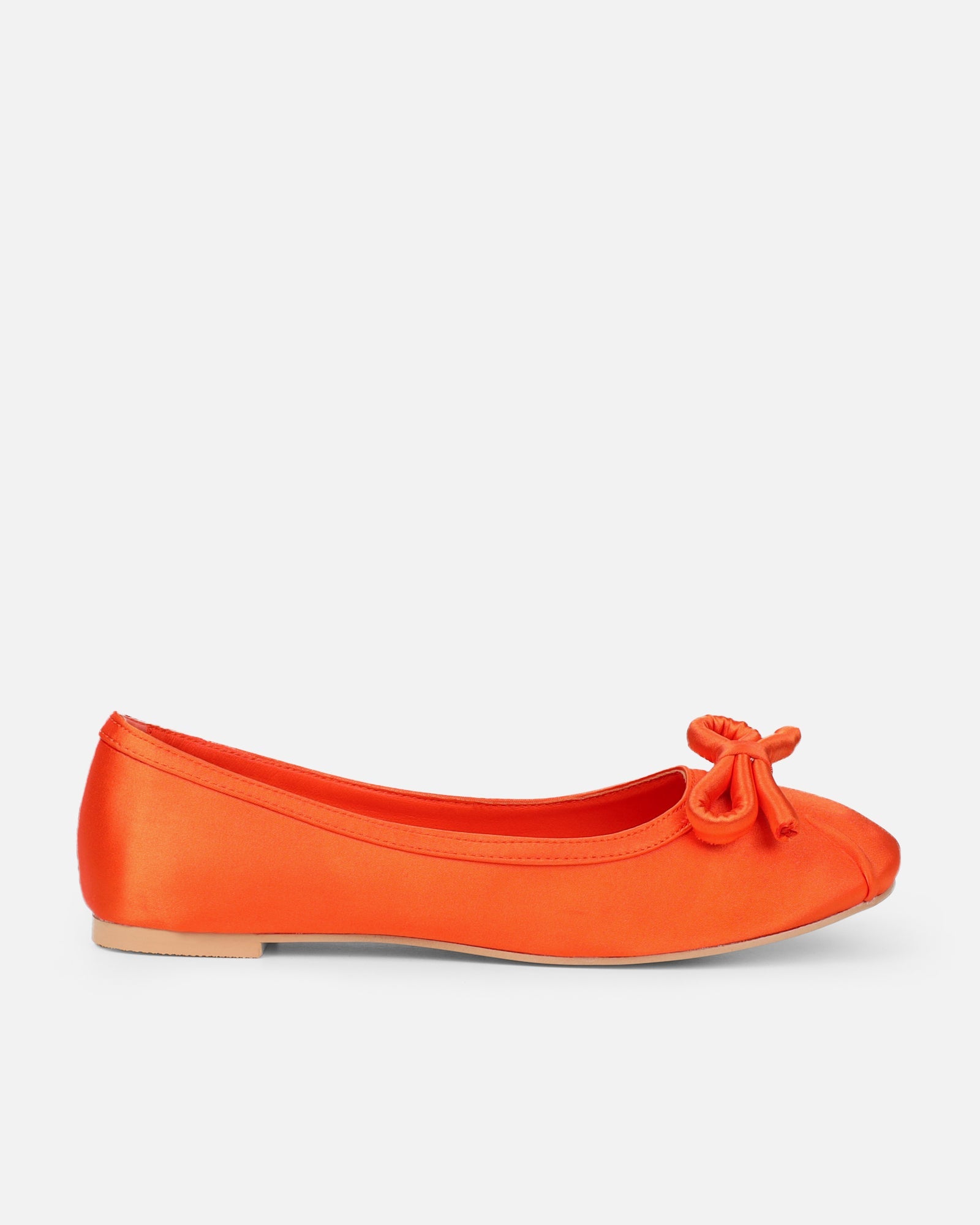 Romanne Orange Satin Ballet Flats