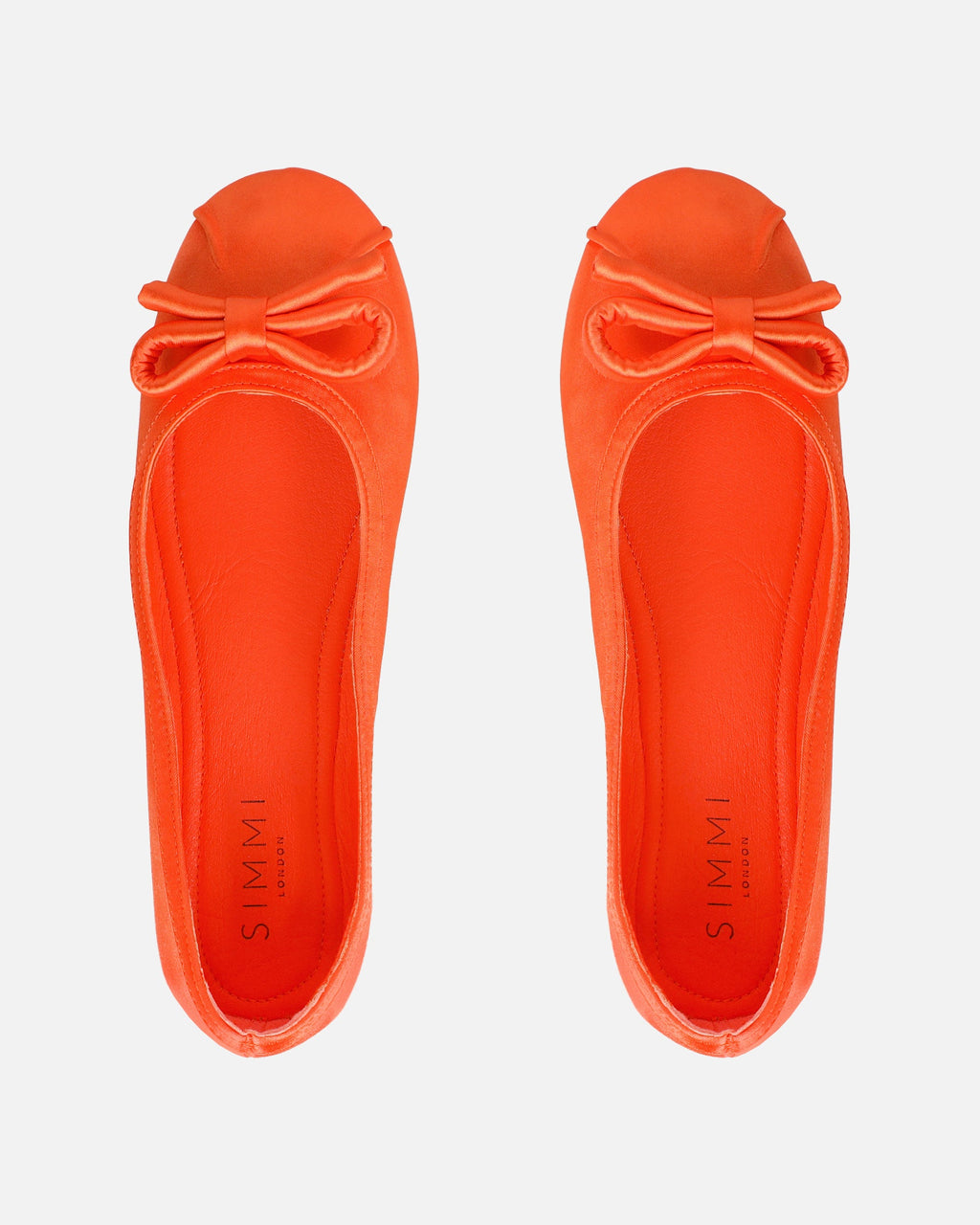 Romanne Orange Satin Ballet Flats