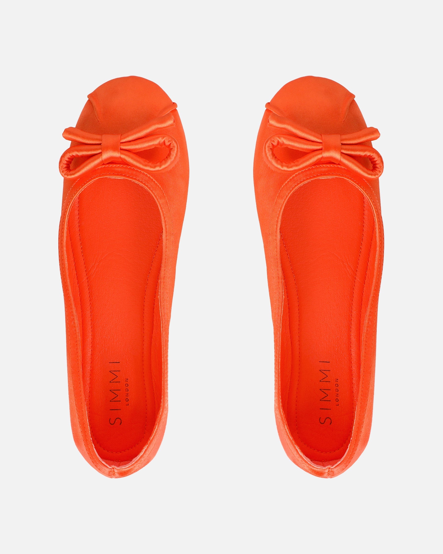 Romanne Orange Satin Ballet Flats