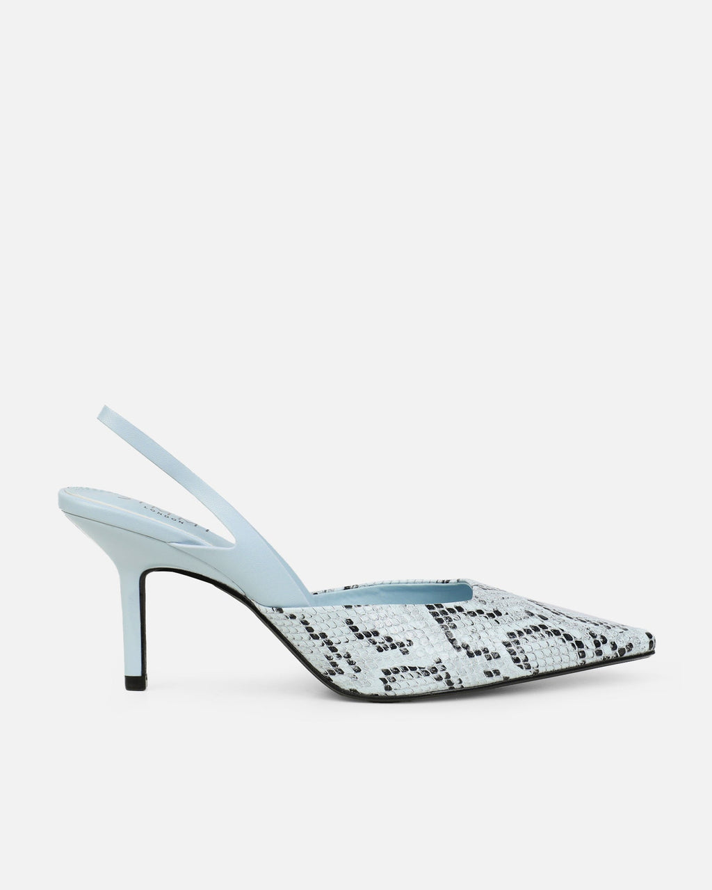 Romilly Blue Snake Effect Sling Back Court Shoes