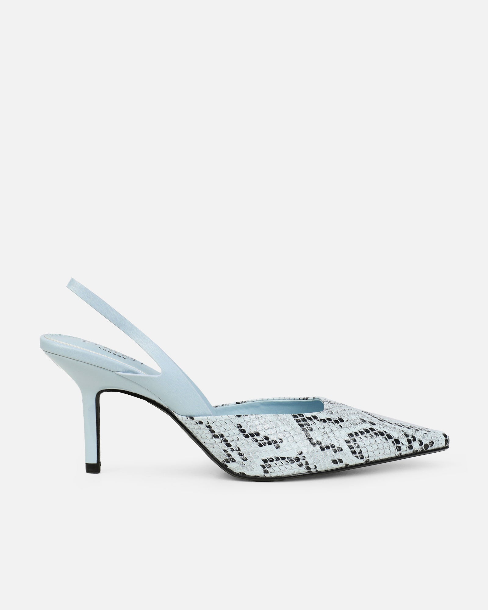 Romilly Blue Snake Effect Sling Back Court Shoes