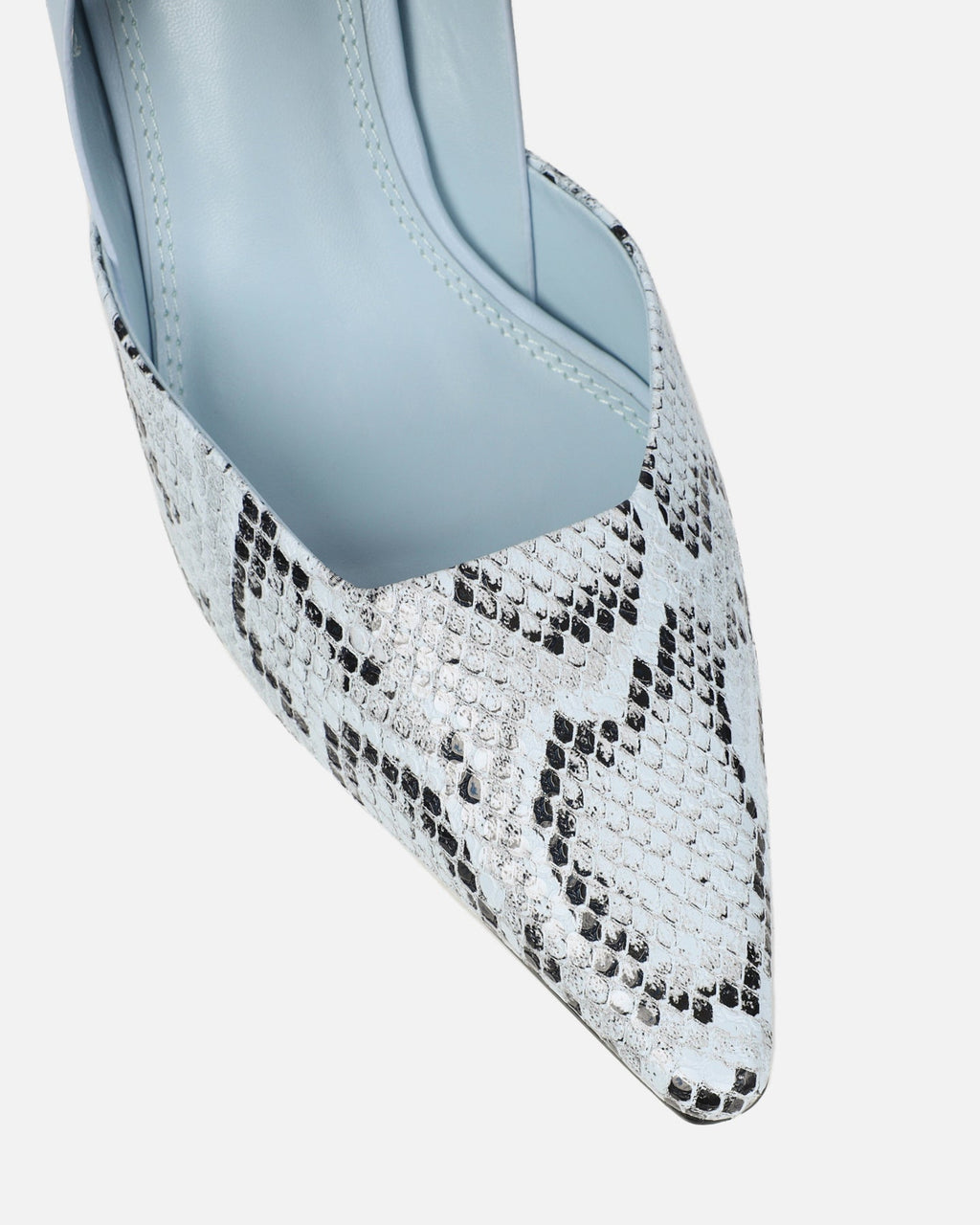 Romilly Blue Snake Effect Sling Back Court Shoes