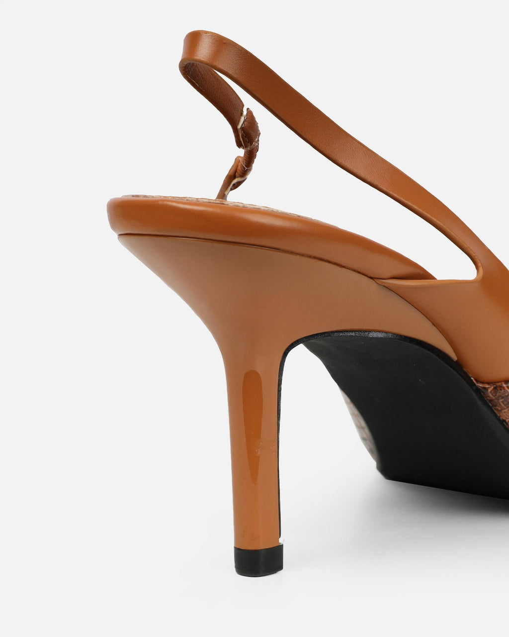 Romilly Tan Snake Effect Sling Back Court Shoes