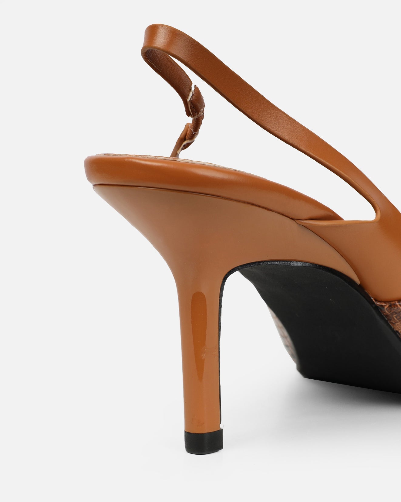 Romilly Tan Snake Effect Sling Back Court Shoes