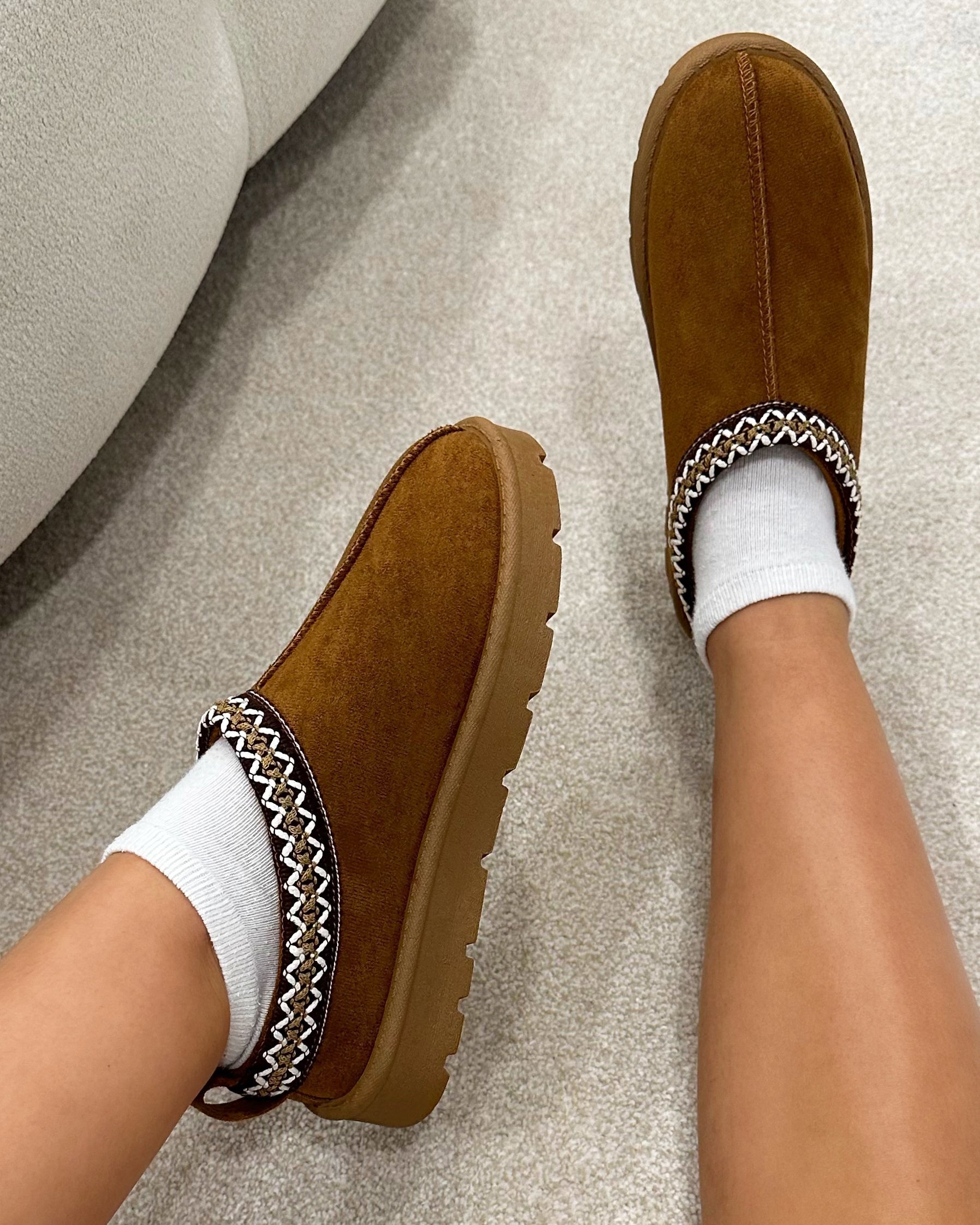 Rorie Tan Faux Suede Slippers