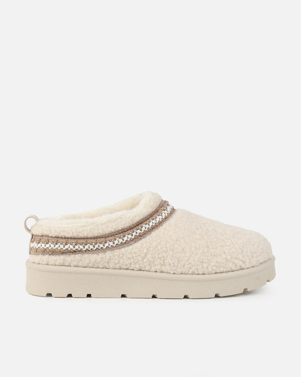 Darick Beige Borg Backless Slippers