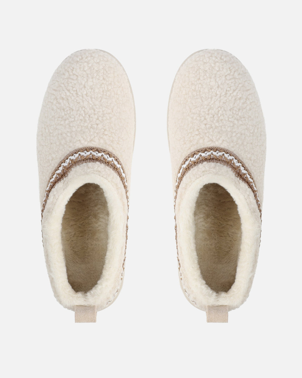 Darick Beige Borg Backless Slippers