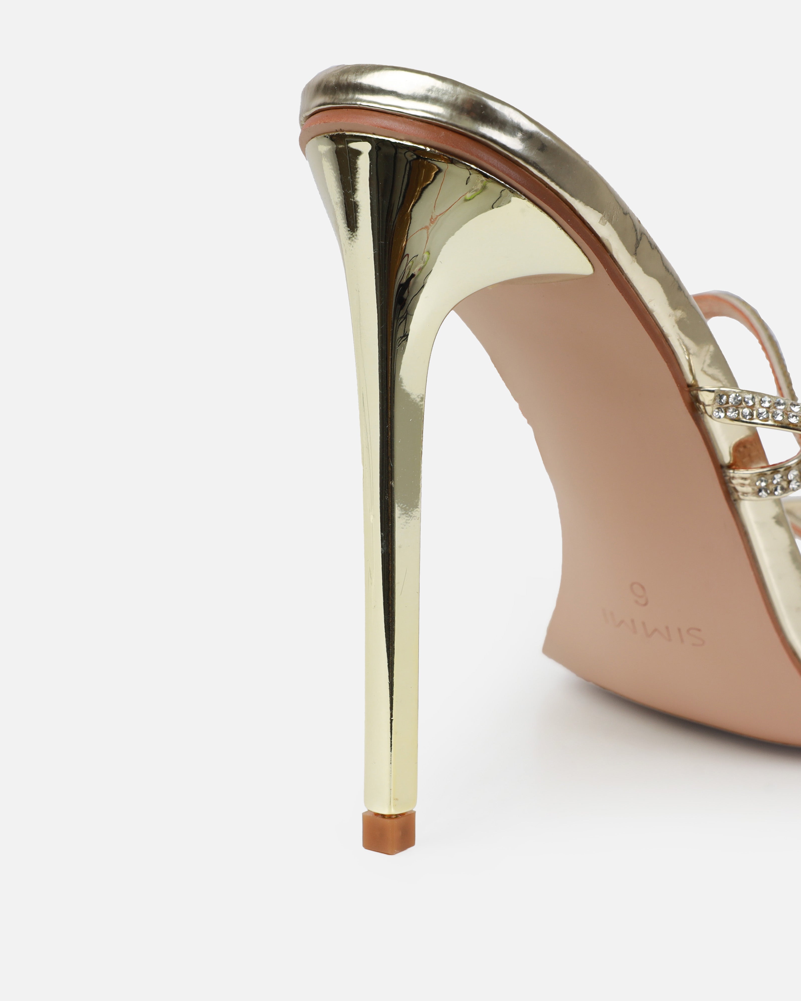 Ignite Light Gold Diamante Lace Up Stiletto Heels