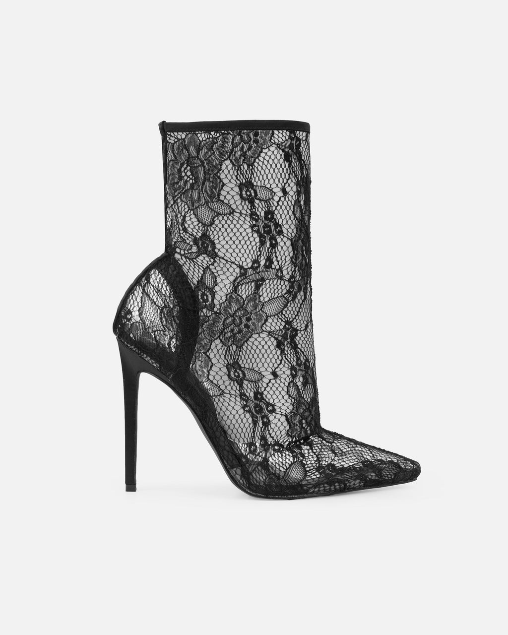 Pixxie Black Lace Stiletto Heels