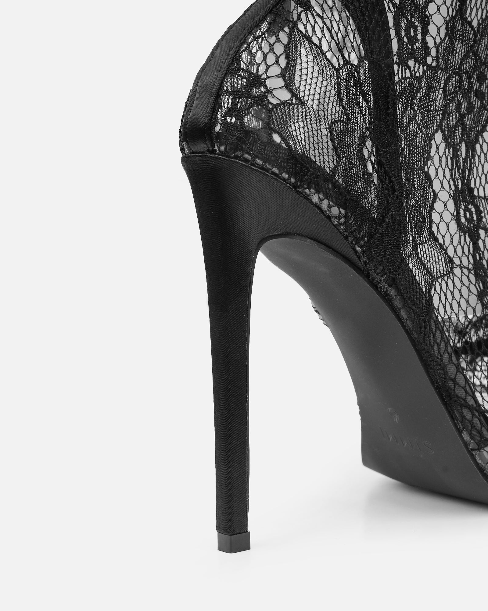 Pixxie Black Lace Stiletto Heels