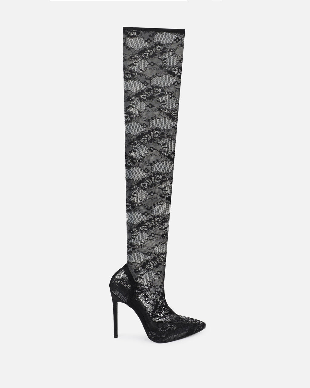Conny Black Lace Over The Knee Heels