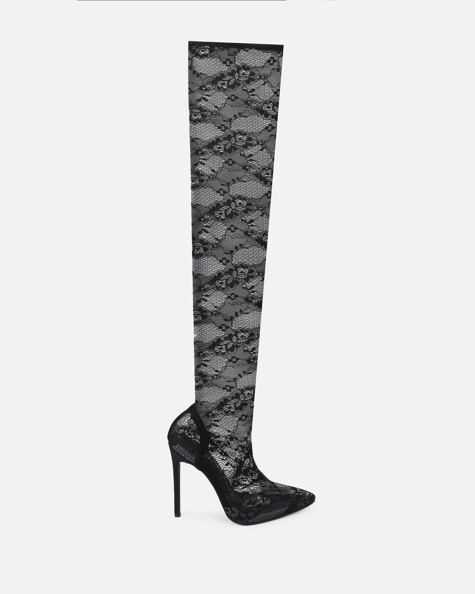 Conny Black Lace Over The Knee Heels