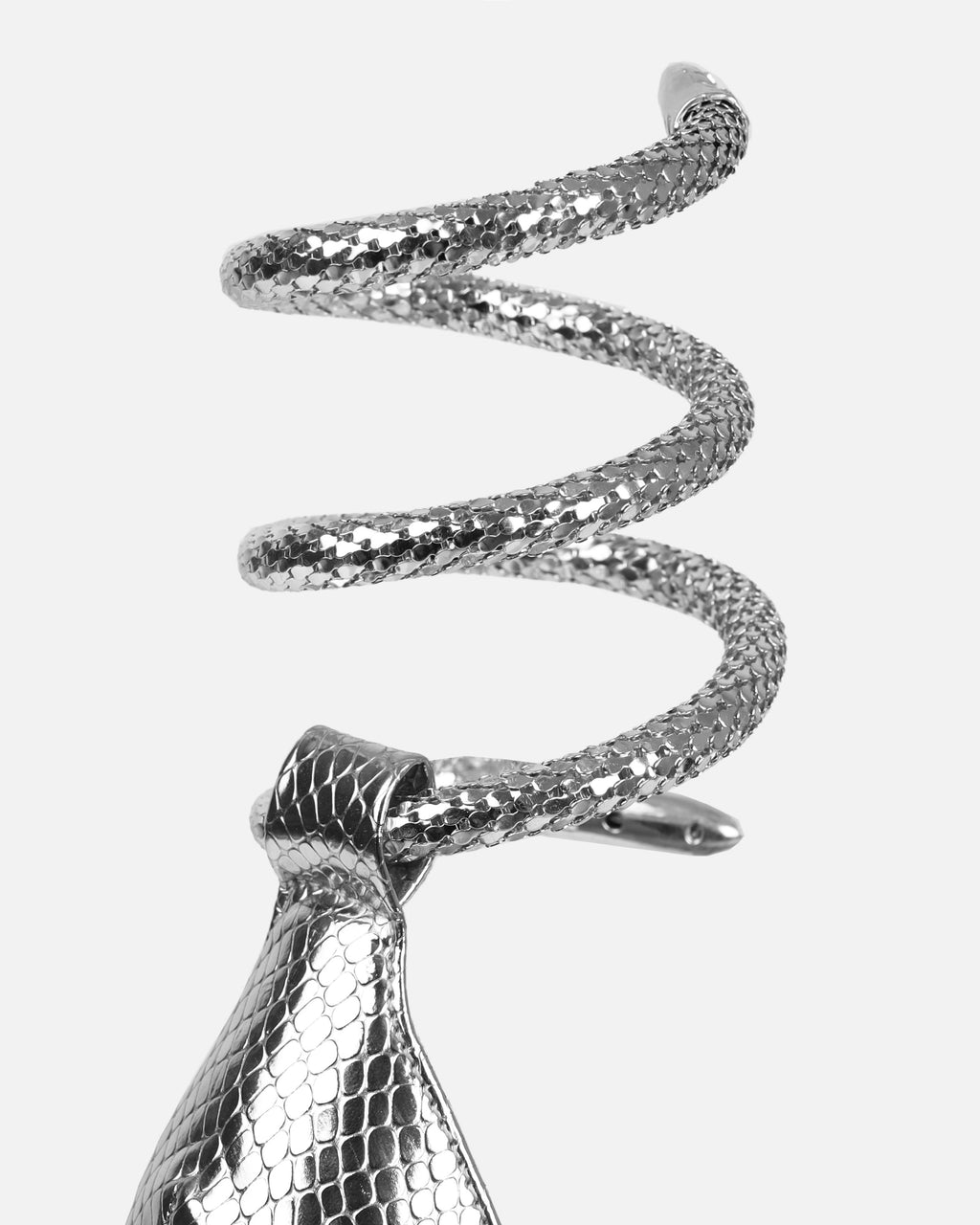 Medusa Silver Faux Snake Print Spiral Stiletto Sandals