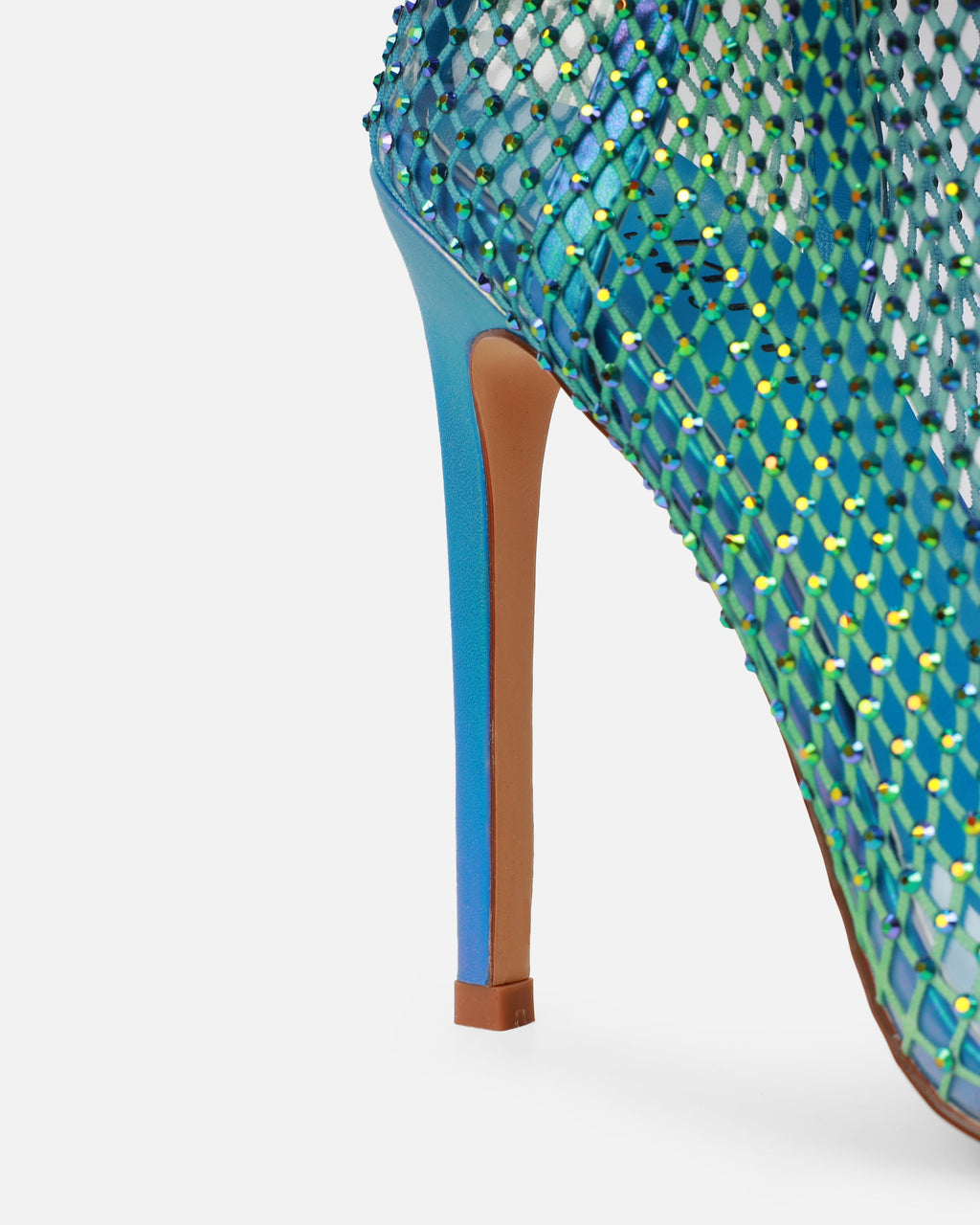 Krystal Blue Ombre Diamante Fishnet Heels