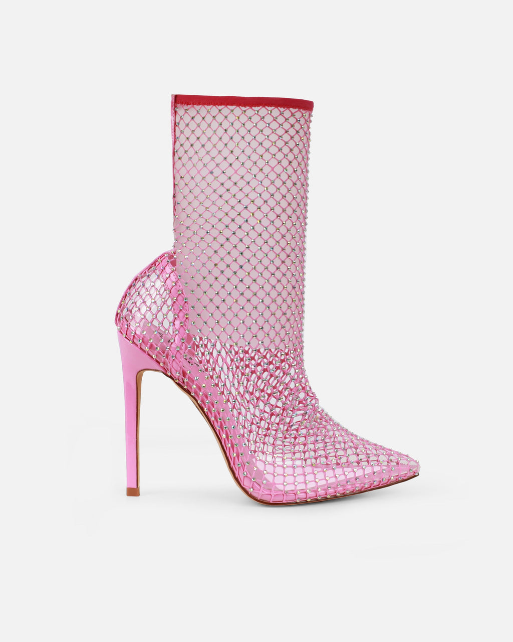 Krystal Pink Diamante Fishnet Heels