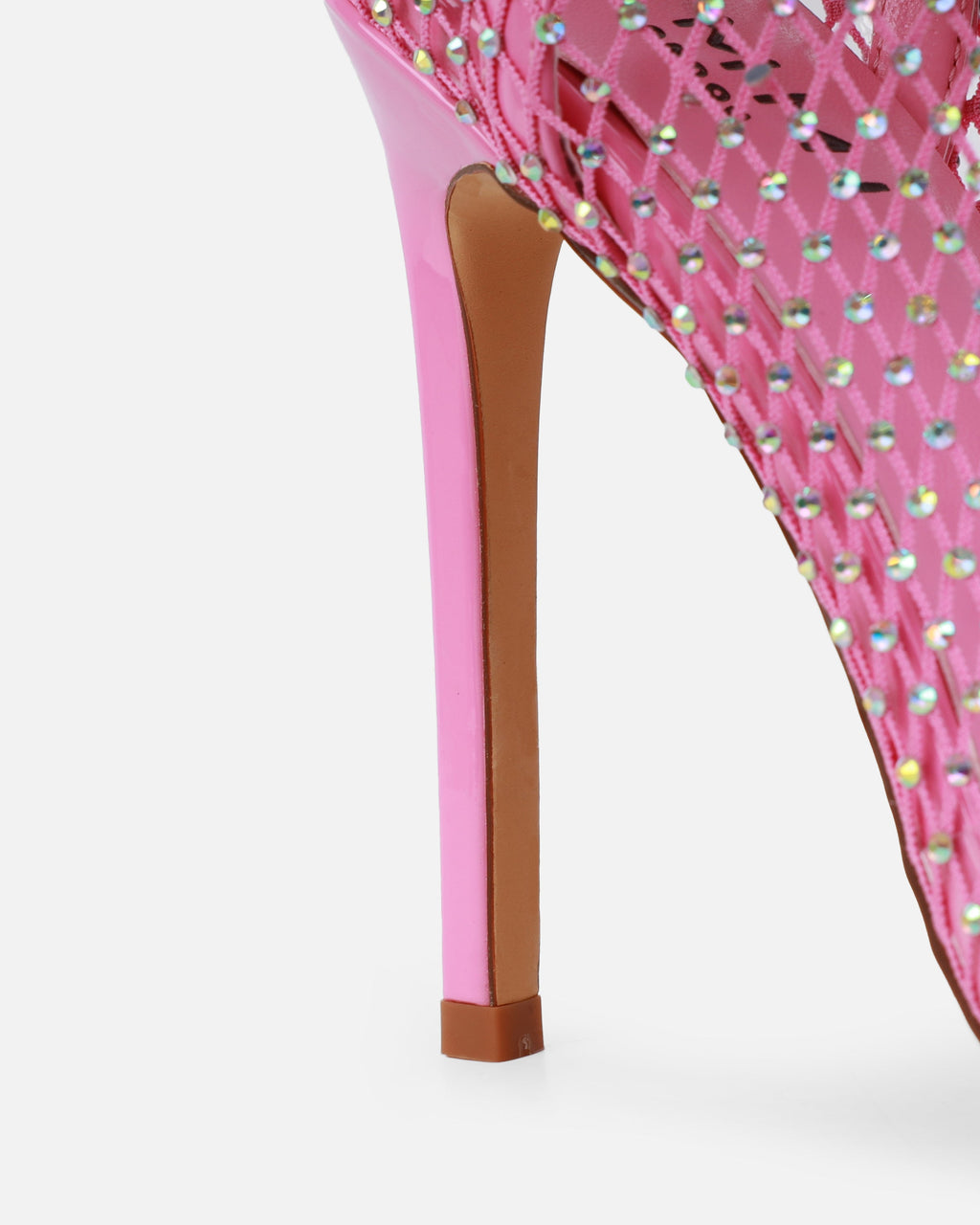 Krystal Pink Diamante Fishnet Heels